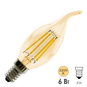 Обзор Лампа филаментная светодиодная FL-LED Vintage C35 6W 2200К 220V E14 600Lm D35x117mm свеча на ветру
