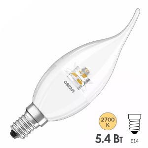 Купить Лампа светодиодная свеча на ветру Osram LED CLAS BA CL 6W (40W) 827 DIM 470lm 220V E14