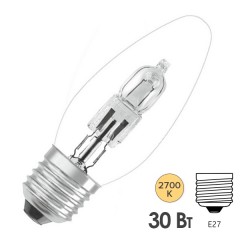 Лампа галогенная свеча Osram 64542 В ES 30W (40W) 230V E27 405lm 2000h d35x98,5mm