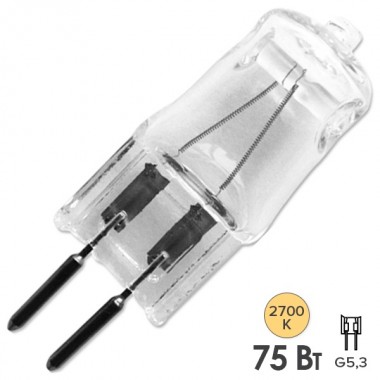 Обзор Лампа галогенная HCS CL 75W 220V G5,3 прозрачная