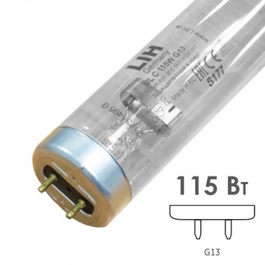 Обзор Лампа бактерицидная T12 LIH ULC 115W R G13 L1199,4mm (замена TUV 115) специальная безозоновая