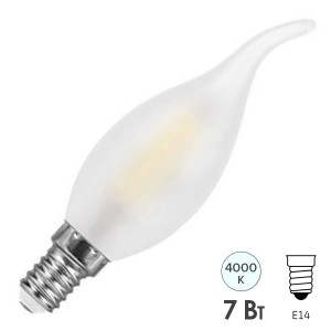 Купить Лампа филаментная светодиодная свеча на ветру Feron LB-167 7W 4000K 230V 740lm E14 DIM filament