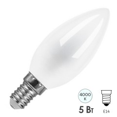 Лампа филаментная светодиодная свеча матовая Feron LB-58 5W 4000K 230V 530lm E14 filament белый свет