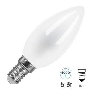 Отзывы Лампа филаментная светодиодная свеча матовая Feron LB-58 5W 4000K 230V 530lm E14 filament белый свет