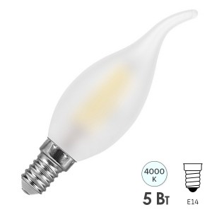 Обзор Лампа филаментная светодиодная свеча на ветру матовая Feron LB-59 5W 4000K 230V 530lm E14 filament