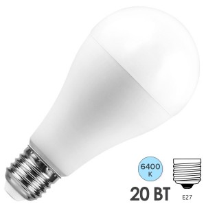 Купить Лампа светодиодная Feron LB-98 A65 20W 6400K 230V 1850lm E27 холодный свет