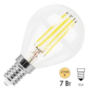 Купить Лампа филаментная светодиодная шарик Feron LB-52 G45 7W 2700K 230V E14 filament теплый свет