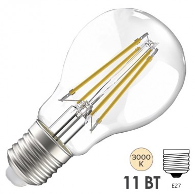 Купить Лампа LED A60 шар прозрачный 11Вт 230В 3000К E27 серия 360° IEK