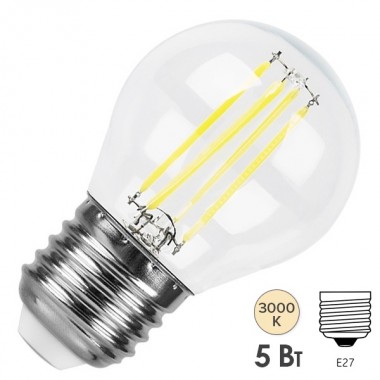 Купить Лампа LED G45 шар прозрачный 5Вт 230В 3000К E27 серия 360° IEK 616088