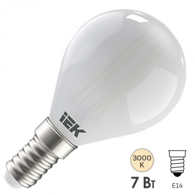 Купить Лампа LED G45 шар матовый 7Вт 230В 3000К E14 серия 360° IEK 616415