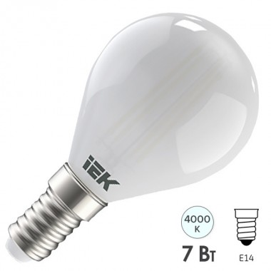 Обзор Лампа LED G45 шар матовый 7Вт 230В 4000К E14 серия 360° IEK