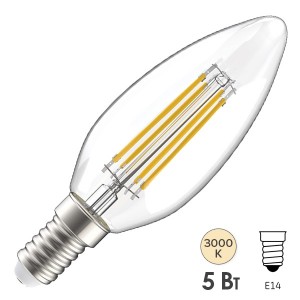 Лампа LED C35 свеча прозрачная 5Вт 230В 3000К E14 серия 360° IEK