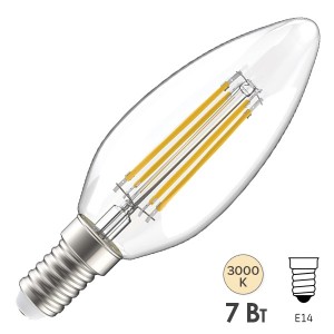 Лампа LED C35 свеча прозрачная 7Вт 230В 3000К E14 серия 360° IEK