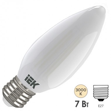 Купить Лампа LED C35 свеча матовая 7Вт 230В 3000К E27 серия 360° IEK