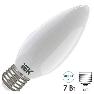 Отзывы Лампа LED C35 свеча матовая 7Вт 230В 4000К E27 серия 360° IEK 616385