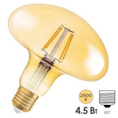 Лампа филаментная светодиодная Osram гриб Vintage 1906 LED CL GOLD 4.5W/824 E27 L120x120mm