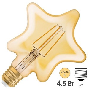 Обзор Лампа филаментная светодиодная Osram звезда Vintage 1906 LED CL GOLD 4.5W/824 E27 L165x125mm