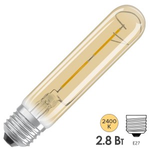 Отзывы Лампа филаментная светодиодная Osram циллиндр Vintage 1906 LED CL GOLD 2,8W/824 E27 L138x29mm