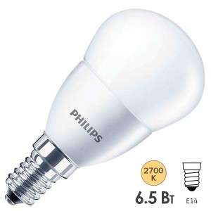 Лампа светодиодная шарик Philips ESS LEDLustre P48 6.5W (75W) 2700K 220V E14 FR 620lm
