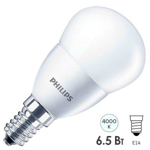 Лампа светодиодная шарик Philips ESS LEDLustre P48 6.5W (75W) 4000K 220V E14 FR 620lm
