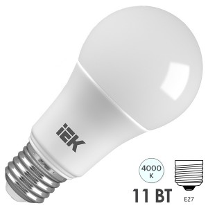 Купить Лампа светодиодная ECO A60 шар 11Вт 230В 4000К E27 IEK 442090