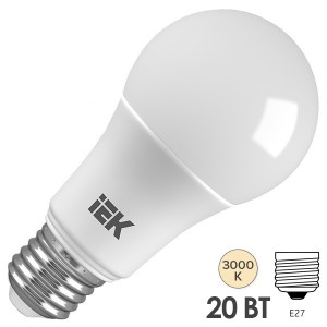 Купить Лампа светодиодная ECO A60 шар 20Вт 230В 3000К E27 IEK 484960