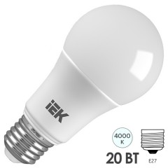 Лампа светодиодная ECO A60 шар 20Вт 230В 4000К E27 IEK 484991