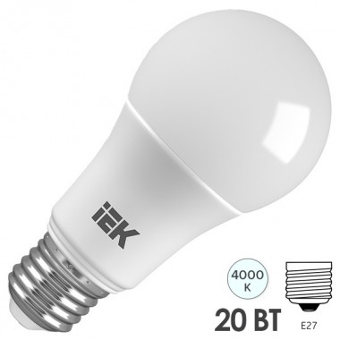 Отзывы Лампа светодиодная ECO A60 шар 20Вт 230В 4000К E27 IEK 484991