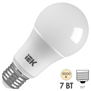 Купить Лампа светодиодная ECO A60 шар 7Вт 230В 3000К E27 IEK 442113