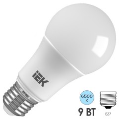 Лампа светодиодная ECO A60 шар 9Вт 230В 6500К E27 IEK 526738