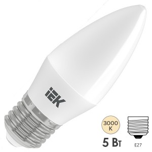 Отзывы Лампа светодиодная ECO C35 свеча 5Вт 230В 3000К E27 IEK 442212