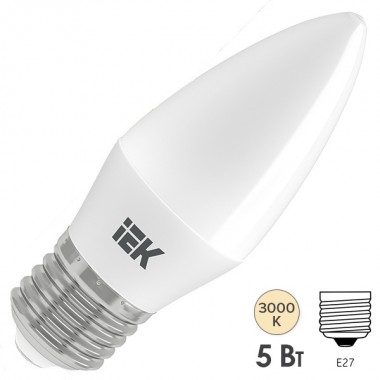 Отзывы Лампа светодиодная ECO C35 свеча 5Вт 230В 3000К E27 IEK 442212