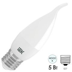 Лампа светодиодная ECO CB35 свеча на ветру 5Вт 230В 4000К E27 IEK