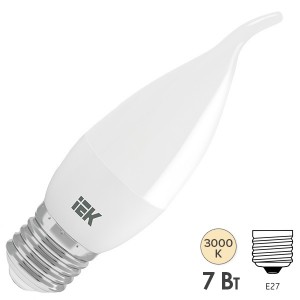 Обзор Лампа светодиодная ECO CB35 свеча на ветру 7Вт 230В 3000К E27 IEK