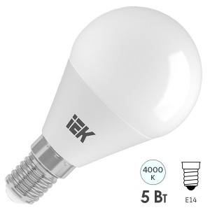 Лампа светодиодная ECO G45 шар 5Вт 230В 4000К E14 IEK 442434