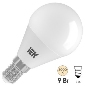 Обзор Лампа светодиодная ECO G45 шар 9Вт 230В 3000К E14 IEK 611250