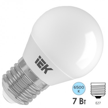 Отзывы Лампа светодиодная ECO G45 шар 7Вт 230В 6500К E27 IEK