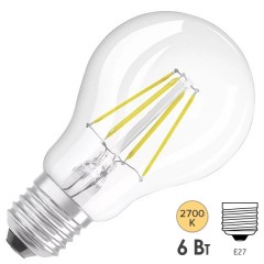 Лампа филаментная светодиодная шарик Osram LED SCL P 75 6W/827 230V CL E27 800lm Filament