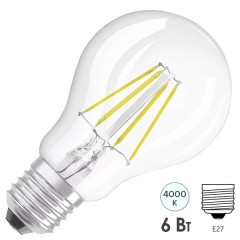 Лампа филаментная светодиодная шарик Osram LED SCL P 75 6W/840 230V CL E27 800lm Filament
