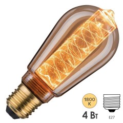 Лампа филаментная светодиодная Paulmann LED Vintage ST64 Innenkolb spiral 4W 1800K E27 200lm gold