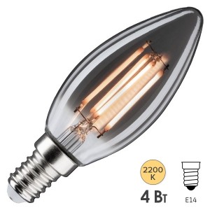 Купить Лампа филаментная светодиодная Paulmann LED Vintage Kerze DIM 4W 2200K E14 160lm дымчатое стекло