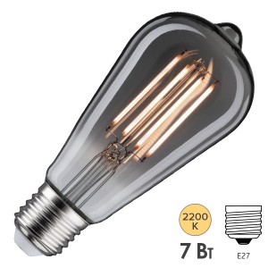 Лампа филаментная светодиодная Paulmann LED Vintage ST64 DIM 7W 2200K E27 500lm дымчатое стекло/Smok