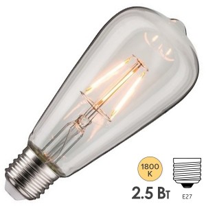 Купить Лампа филаментная светодиодная Paulmann LED Vintage Rustika 2,5W 1800K E27 прозрачная