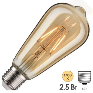 Лампа филаментная светодиодная Paulmann LED Vintage Rustika 2,5W 1700K E27 Золото/Gold