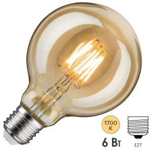 Отзывы Лампа филаментная светодиодная Paulmann LED Vintage G95 DIM 6W 1700K E27 Золото/Gold