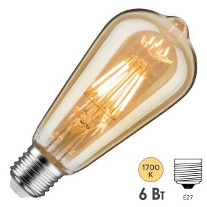Лампа филаментная светодиодная Paulmann LED Vintage DIM 6W 1700K E27 Золото/Gold