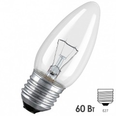Лампа накаливания свеча Osram CLASSIC B CL 60W E27 прозрачная