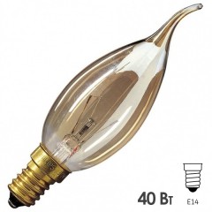 Лампа свеча на ветру Foton DECOR С35 FLAME GL 40W E14 230V золотая