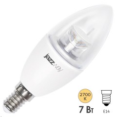 Лампа светодиодная свеча PLED- DIM C37 7w CLEAR 2700K 520Lm E14 230/50 Jazzway