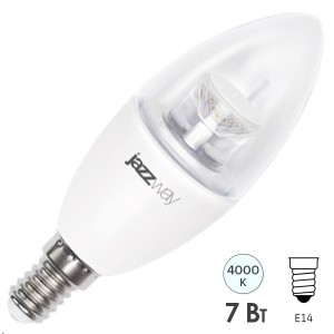 Лампа светодиодная свеча PLED- DIM C37 7w CLEAR 4000K 540Lm E14 230/50 Jazzway
